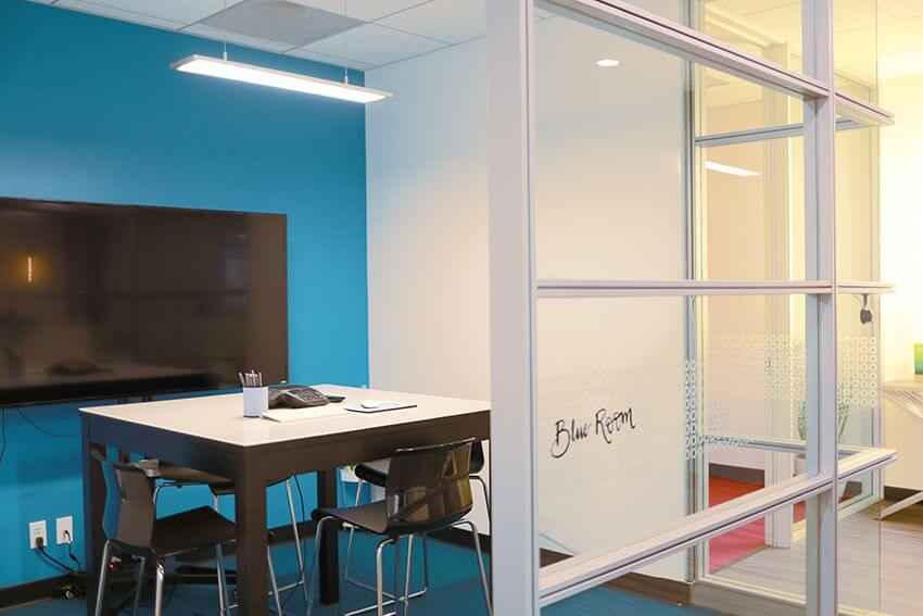 blue conference room open workspace