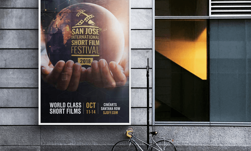 San Jose Short Film Festival poster in downtown San Jose