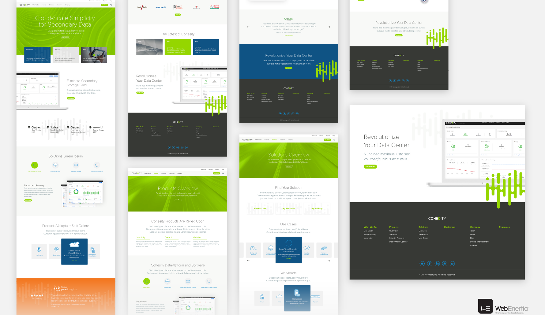 Cohesity Website Redesign multiple full page layouts